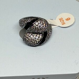 BP -Serpent’s Oath- Silver and Black Crystal Ring